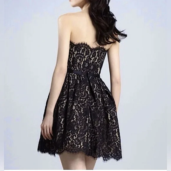 Neiman Marcus Target strapless, black lace whimsigoth holiday mini dress 6 - Picture 2 of 16